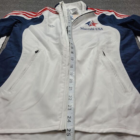 Adidas Jacket Womens Small White Blue Maccabi USA 19th Maccabiah Full Zip Team - Picture 3 of 8